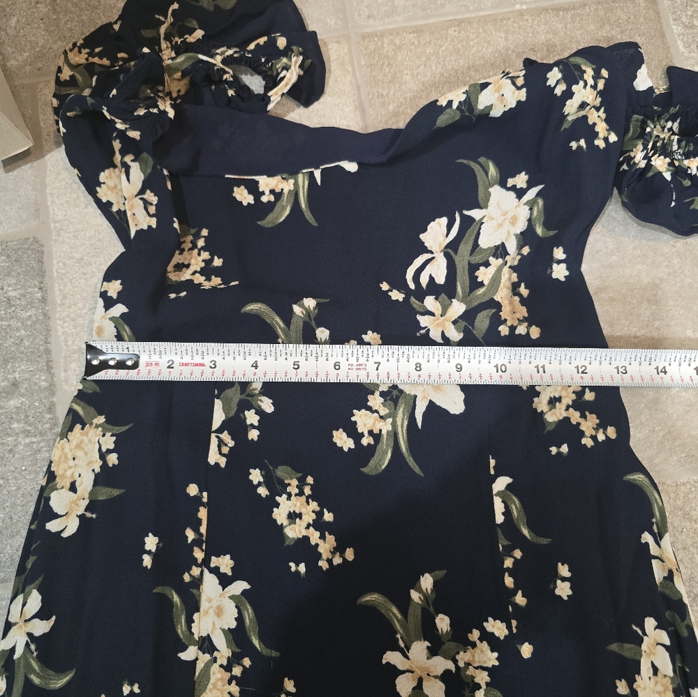 Reformation Midi Dress Navy Blue Small Floral 4 6 Small Spring Summer Flutter S - Picture 15 of 15